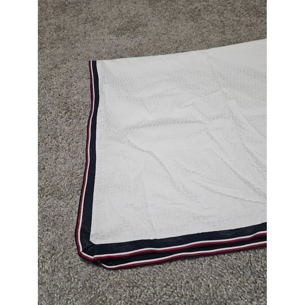 Tommy Hilfiger Single Pillow Sham King White Navy Red Trim Cotton Nautical